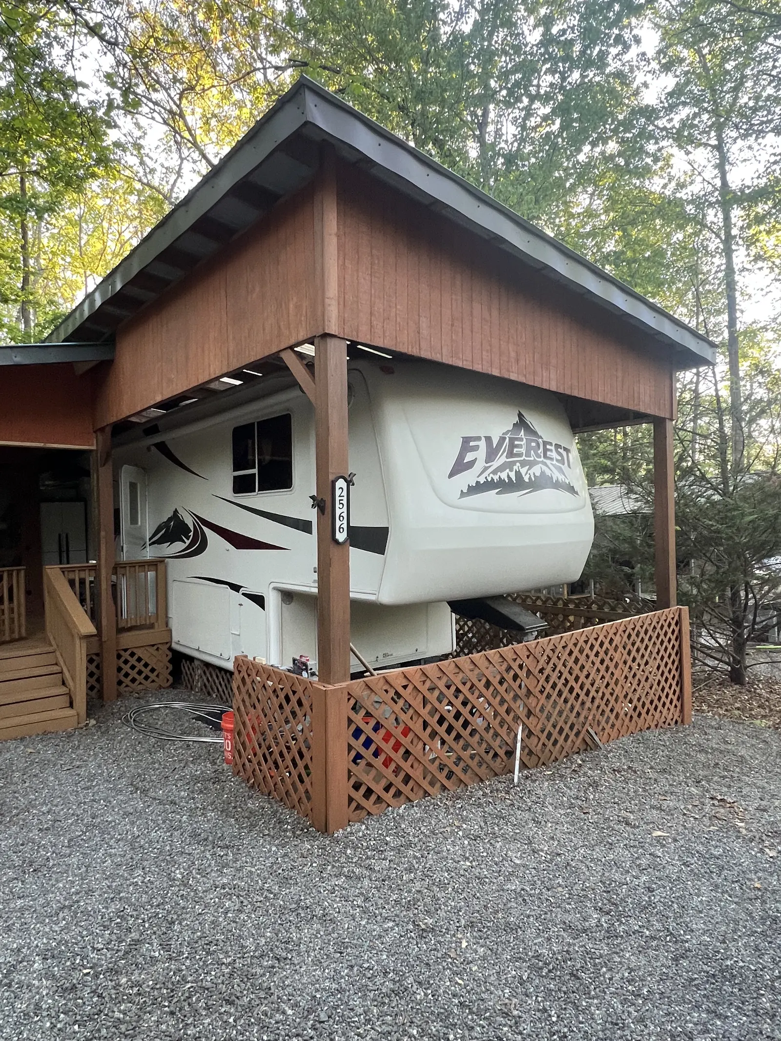 Porch side view after staining