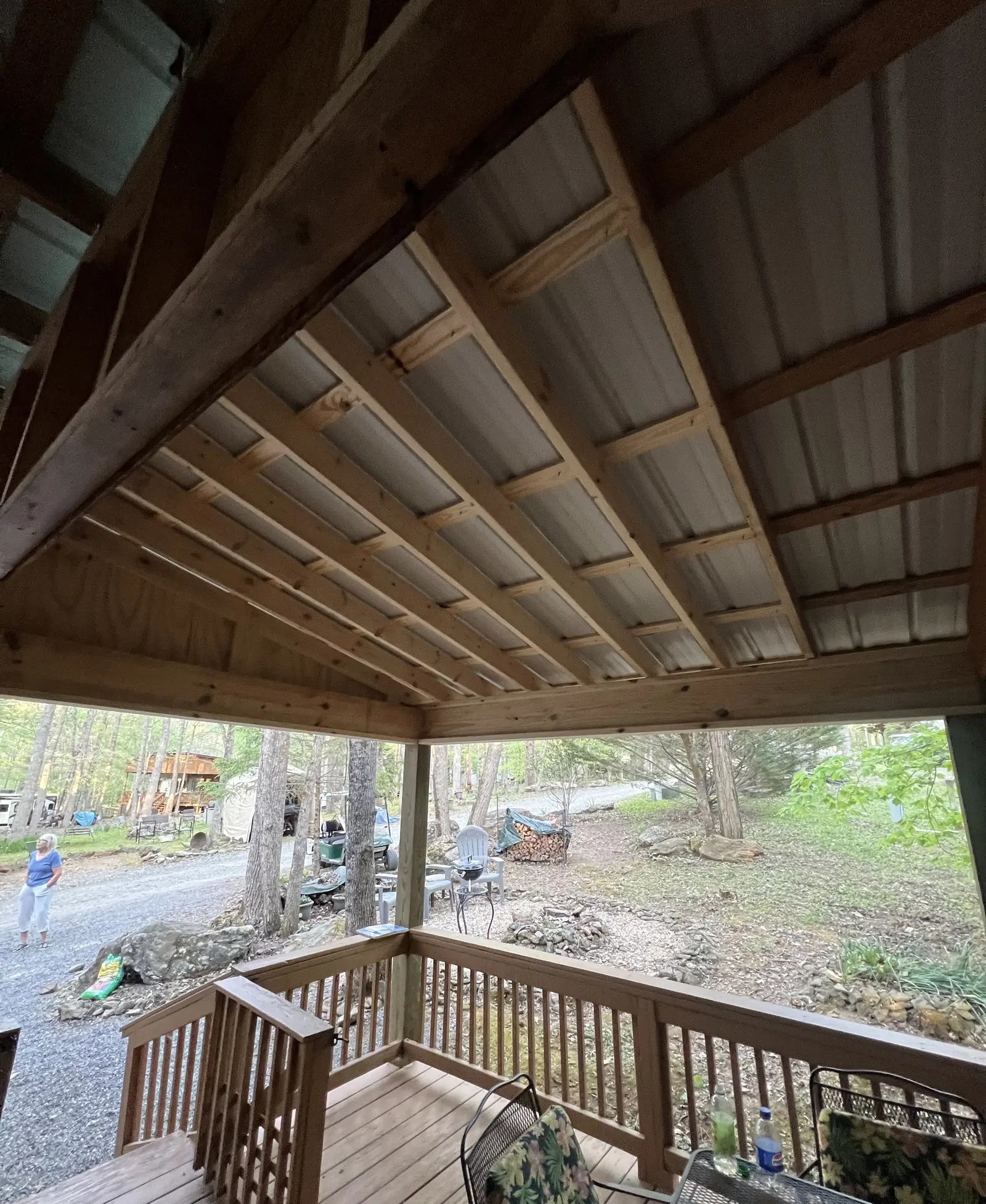 Underside view of finished porch