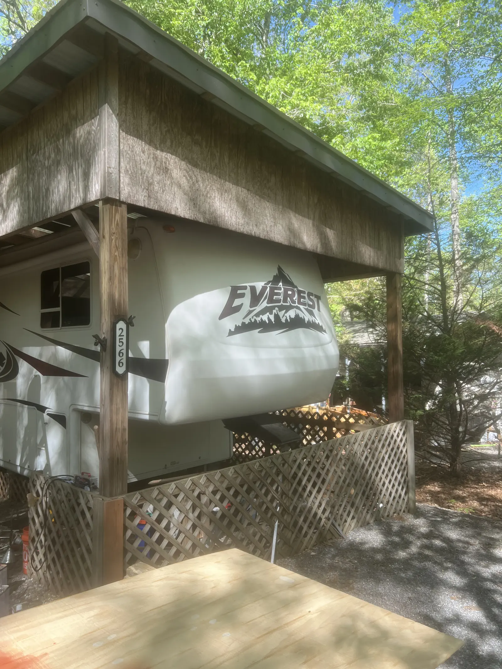 Porch side view before staining, second angle